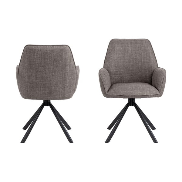 Светлосиви тапицирани трапезни столове в комплект с подлакътници 2 бр. Glenda – Actona-image-2