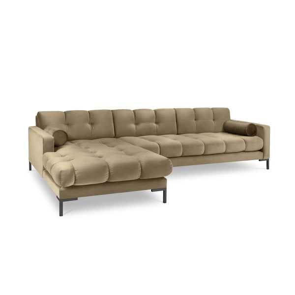 Бежов ъглов диван от кадифе , ляв ъгъл Bali - Cosmopolitan Design-image-2