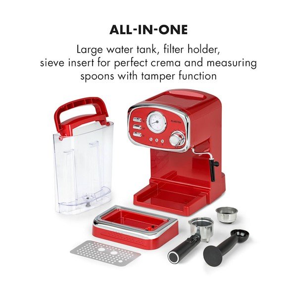 Червена машина за кафе Espressionata Gusto - Klarstein-image-3