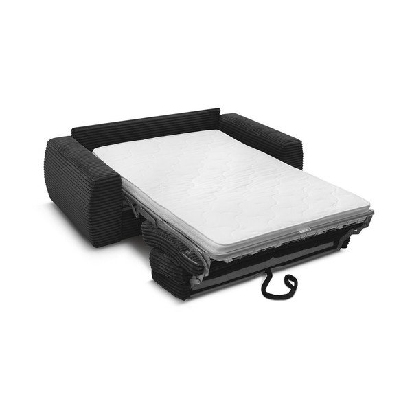 Черен диван за ежедневно спане/сгъваем от рипсено кадифе 240 cm Hugo – Bobochic Paris-image-3