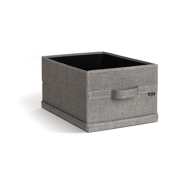 Сива текстилна кутия за съхранение с капак 31x41x22 cm Soft Storage Medium – Bigso-image-3