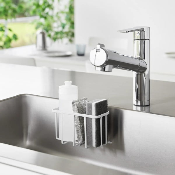 Бяла метална стойка за перилни препарати без пробиване Film Hook – YAMAZAKI-image-3