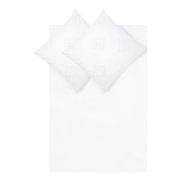 Бяло двойно спално бельо от памучен перкал , 200 x 200 cm Fia - Westwing Collection