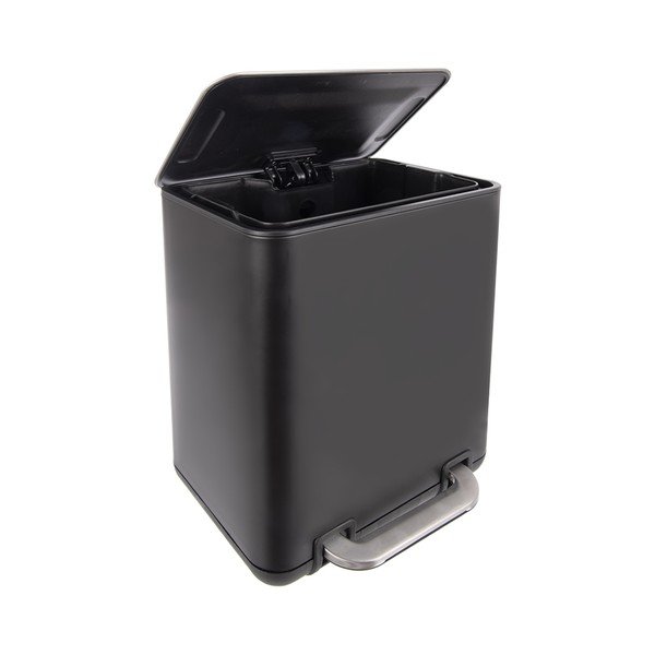 Черно кошче за боклук с педал от неръждаема стомана 6 l Black – Orion-image-3
