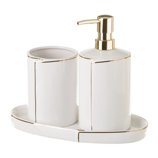 Бял комплект аксесоари за баня Gold Lining - Casa Selección