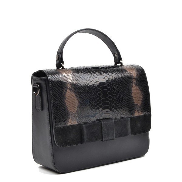 Черна кожена чанта Mangotti Hadria - Mangotti Bags-image-4