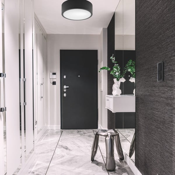 Черна лампа за таван със стъклен абажур - LAMKUR-image-1