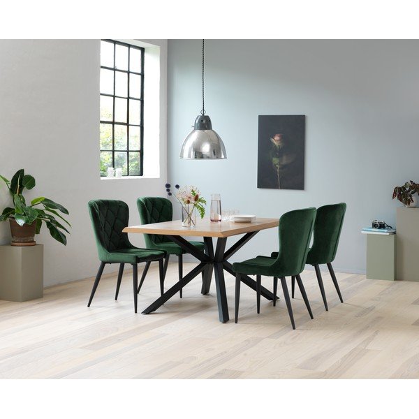Трапезна маса с дъбов плот в естествен цвят 90x160 cm Arno – Unique Furniture-image-3