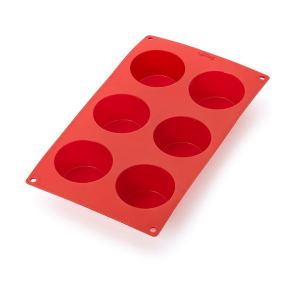 Червена силиконова форма за 6 мини мъфина - Lékué