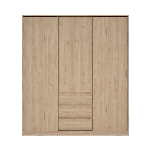 Гардероб от дъбов декор с плъзгащи се врати в естествен цвят 177x200x60 cm Naia – Tvilum