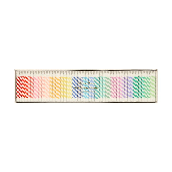 Свещички за торта в комплект 50 бр. Rainbow Striped Mini – Meri Meri