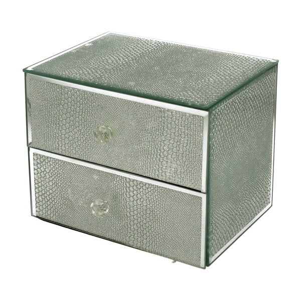 Úložná krabička na šperky se 2 šuplíky Duo Gift Silver Glitter, 16 x 13,2 cm