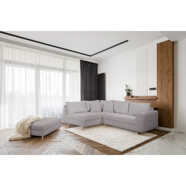 Табуретка от сив велур Ariella - Ropez-image-1