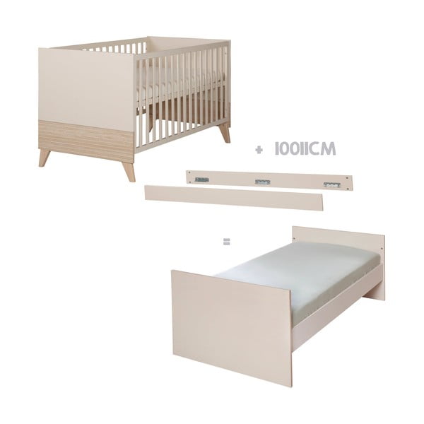 Бежово детско креватче 70x140 cm с регулируема височина Sidney – Roba-image-3