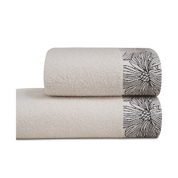 Памучна кърпа от тери в цвят слонова кост 50x100 cm Valencia – My House-image-2