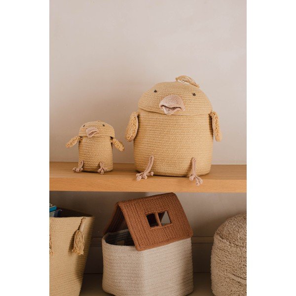 Жълта текстилна детска кошница за играчки ø 13x15 cm Mini Charlie the Chicken – Lorena Canals-image-1