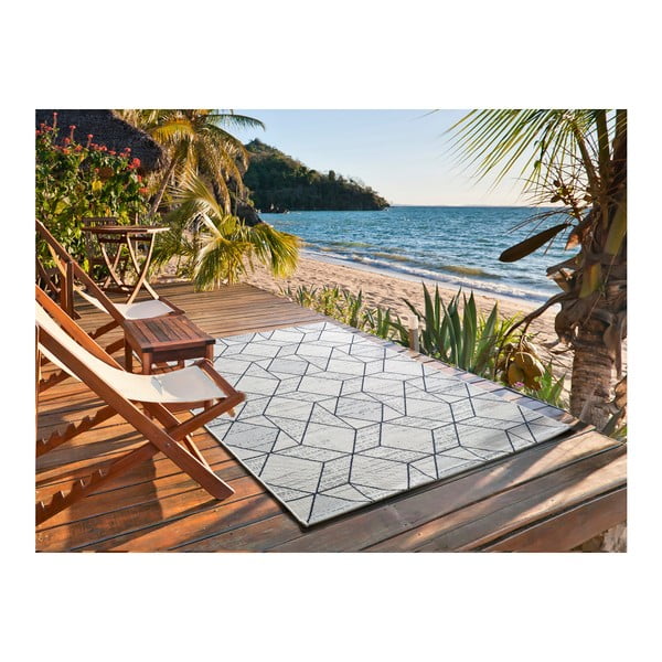 Bílošedý venkovní koberec Universal Elba Geo, 140 x 200 cm-image-2