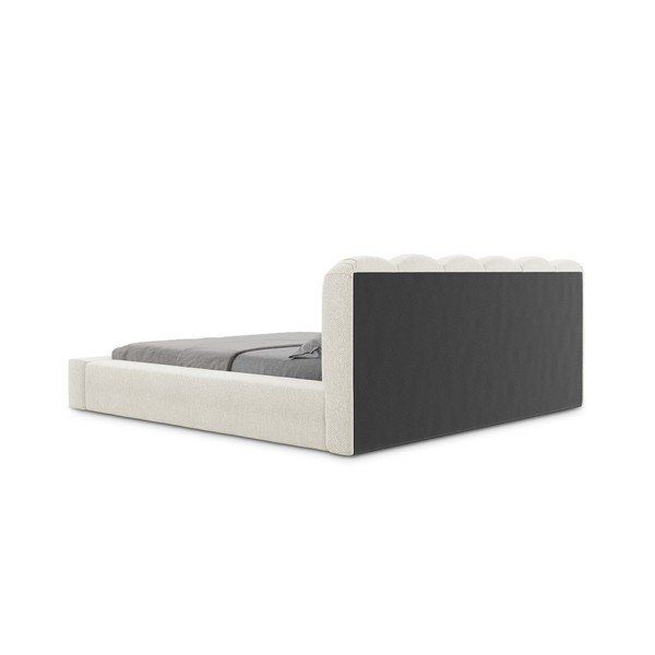 Кремаво двойно тапицирано легло с място за съхранение и включена подматрачна рамка 180x200 cm Mano – Makamii-image-4