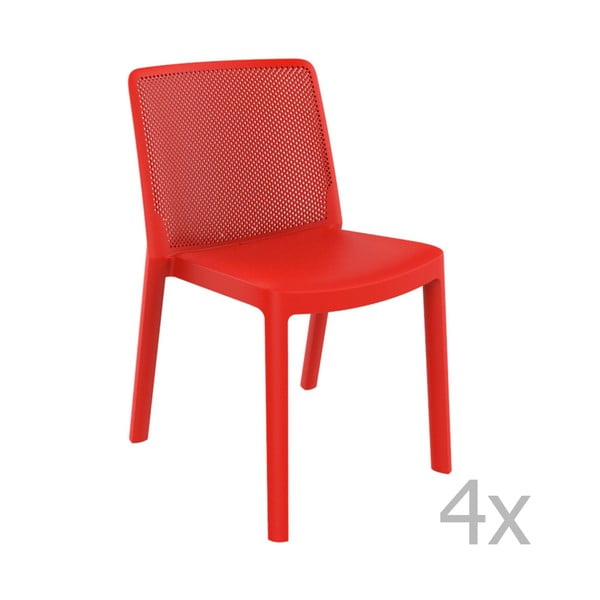Комплект от 4 червени градински стола Fresh Garden - Resol