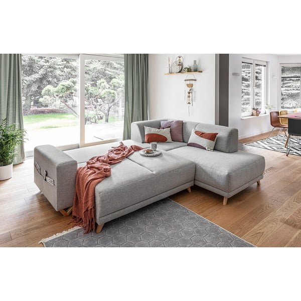 Светлосив разтегателен/с място за съхранение ъглов диван (десен ъгъл/L форма) Classy Sophie – Miuform-image-4