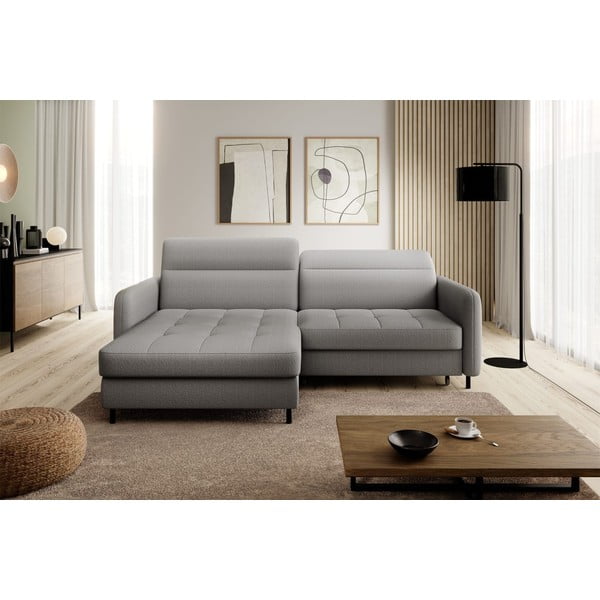 Сив кадифен разтегателен ъглов диван с място за съхранение (ляв ъгъл) Gomsi – ELTAP-image-3