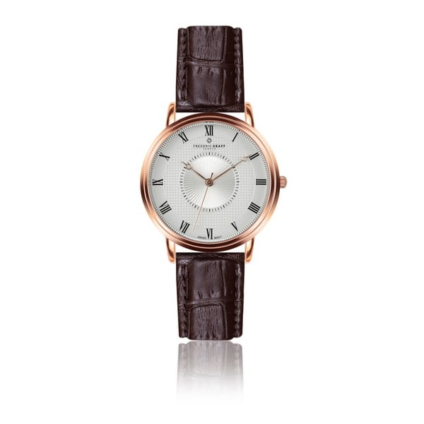 Pánské hodinky s tmavě hnědým páskem z pravé kůže Frederic Graff Rose Grand Combin Croco Brown Leather