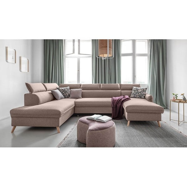 Бежов разтегателен диван в буквата "U", ляв ъгъл Sweet Harmony - Miuform-image-1