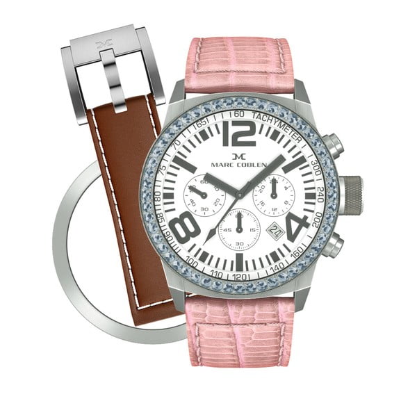 Dámské hodinky Marc Coblen s páskem a kroužkem navíc P102