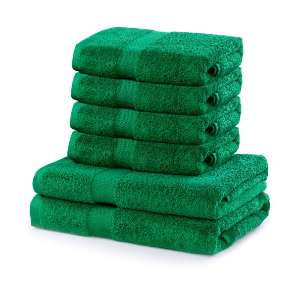 Комплект от 2 памучни зелени кърпи и 4 кърпи Marina - DecoKing