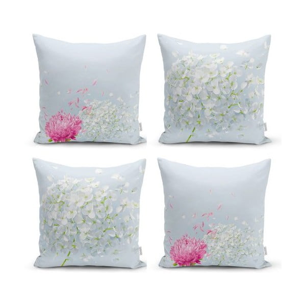 Комплект от 4 декоративни калъфки за възглавници Soft Flowers, 45 x 45 cm - Minimalist Cushion Covers