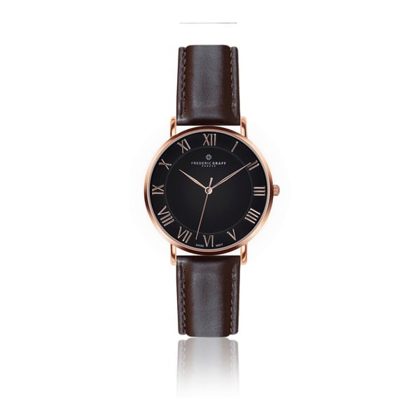 Pánské hodinky s tmavě hnědým páskem z pravé kůže Frederic Graff Rose dom Dark Brown Leather