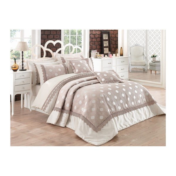 Комплект спално бельо, чаршафи и покривка за двойно легло Exclusivo Cerma, 200 x 220 cm - Unknown