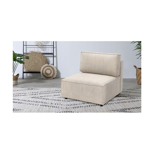 Кремав модул за диван от велур, централна част Nihad modular - Bobochic Paris-image-1