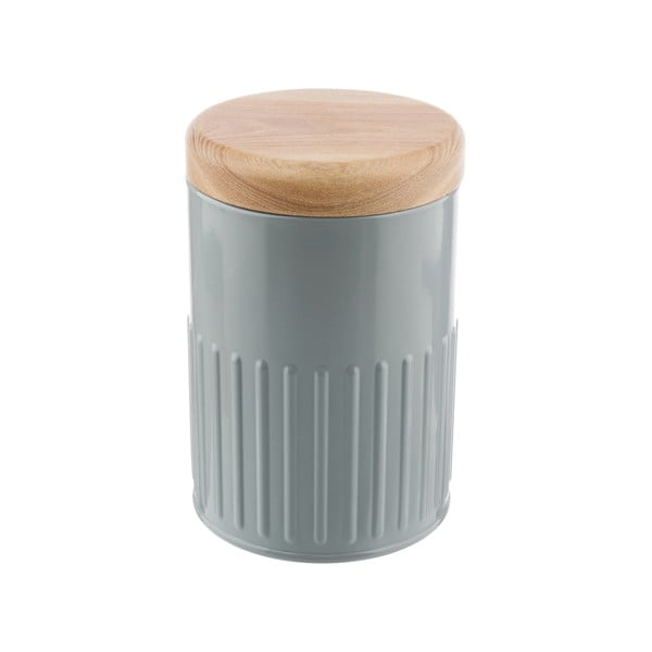 Сива кръгла ламаринена кутия с капак от ясеново дърво Bakehouse Hydria S - BAKEHOUSE