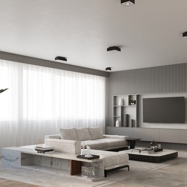 Черно осветително тяло за таван с метален абажур 24x24 cm Hydra – Sollux-image-2