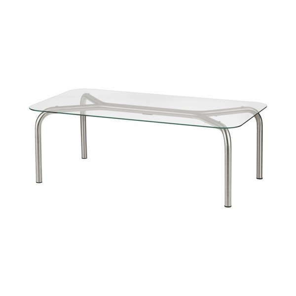 Масичка за кафе със стъклен плот в сребрист цвят 60x110 cm Uku – noo.ma