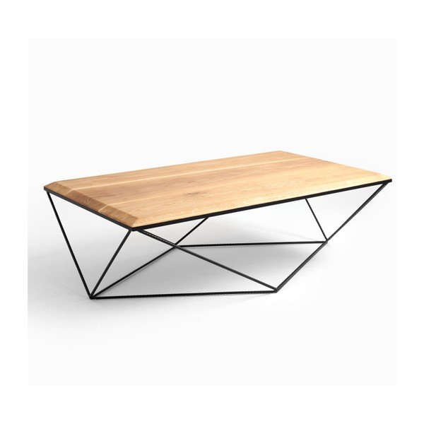 Konferenční stolek s černým podnožím a deskou z masivního dubu Custom Form Daryl, šířka 140 cm-image-4
