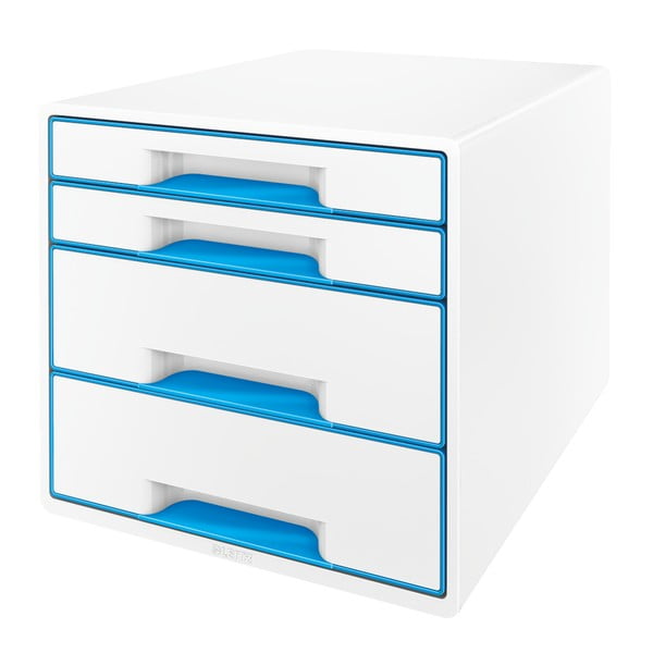 Кутия за чекмеджета в бяло и синьо WOW CUBE, 4 чекмеджета Cube - Leitz