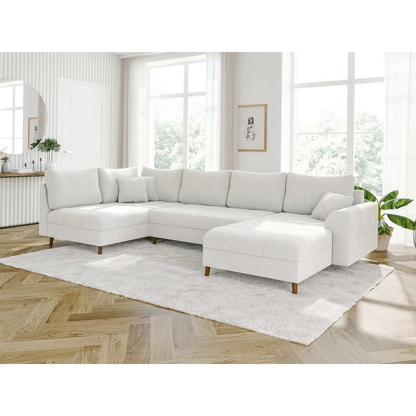 Кремав ъглов диван от плат букле (десен ъгъл/"U" форма) Ariella – Ropez-image-3