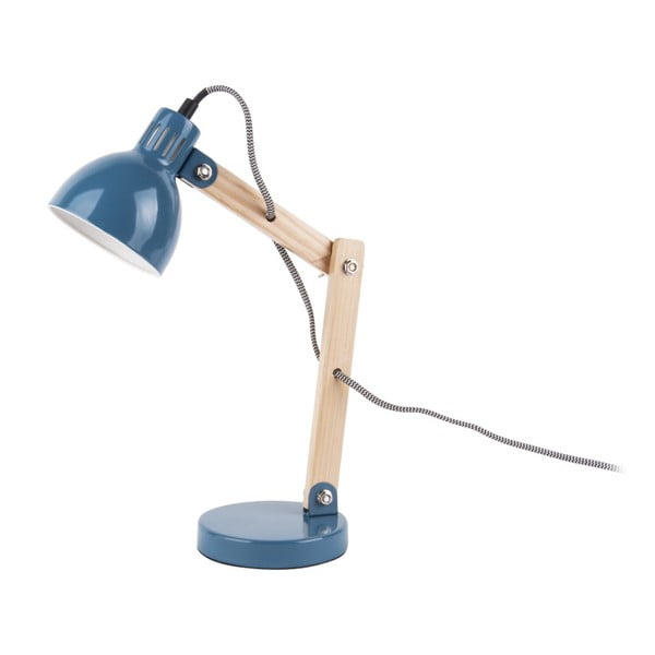 Синя настолна лампа с дървени детайли Ogle - Leitmotiv