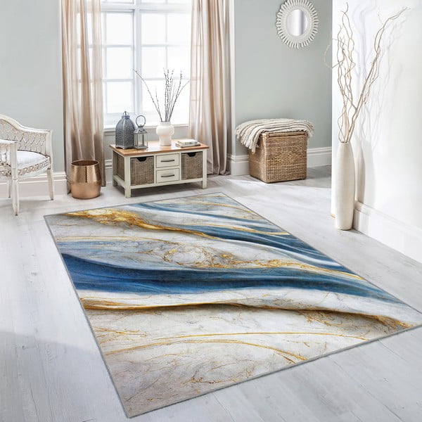 Син килим подходящ за пране 80x150 cm Golden Spill – Mila Home-image-2