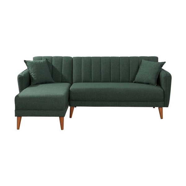 Тъмнозелен разтегателен диван Rosalia, ляв ъгъл - Unique Design