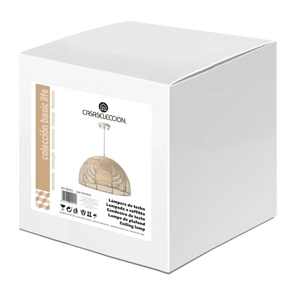 Таванна лампа от ратан в естествен цвят с абажур от ратан ø 38 cm Natural Way - Casa Selección-image-3