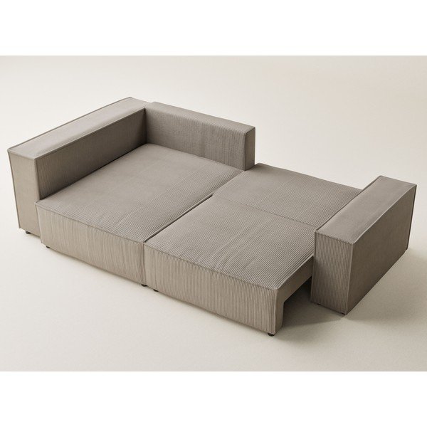 Бежов сгъваем/с място за съхранение ъглов диван от рипсено кадифе (ляв ъгъл/L форма) Tonga – Maison de Rêve-image-3