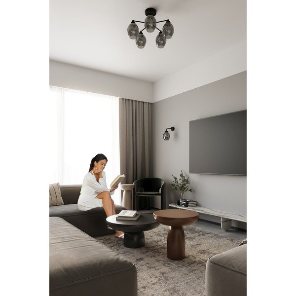 Черно осветително тяло за таван със стъклен абажур 59x59 cm Garten – Sollux-image-3