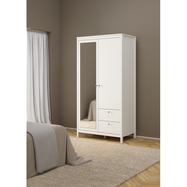 Бял гардероб с огледало 102x199x58 cm Madrid – Tvilum-image-3
