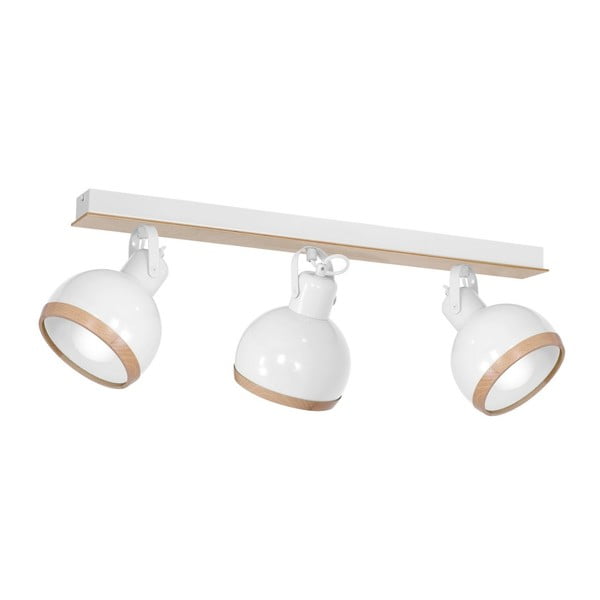 Бяла лампа за таван с дървени детайли Oval Tres - Unknown
