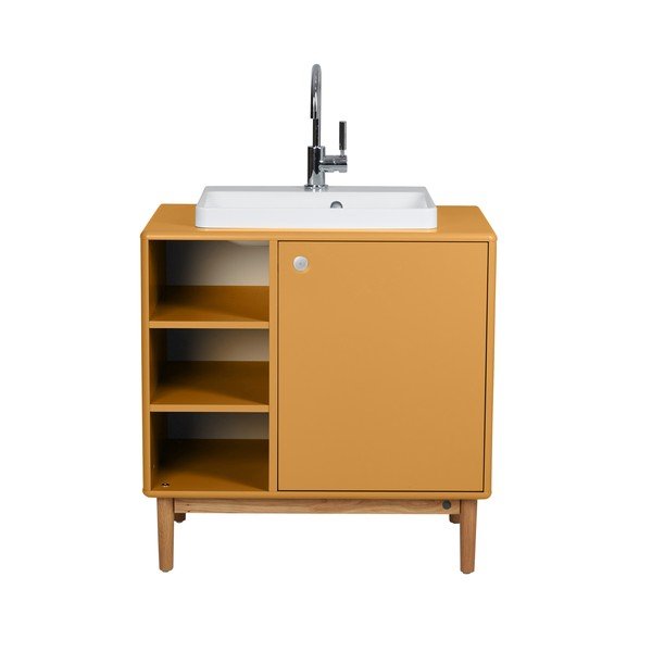 Висящ шкаф с умивалник без смесител в цвят горчица 80x62 cm Color Bath - Tom Tailor-image-4