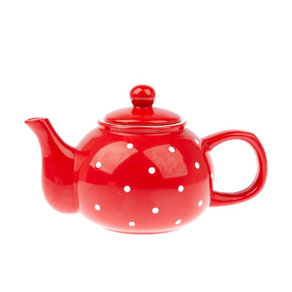 Червен керамичен чайник Dots, 1 л - Dakls