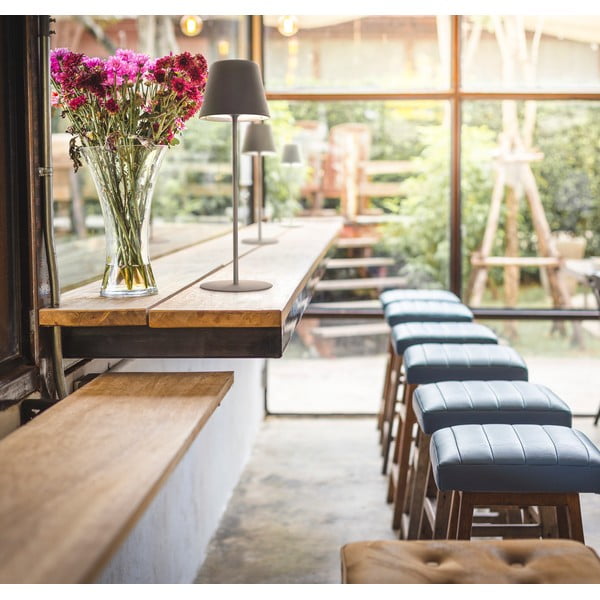 Сива настолна лампа с LED димиране, сензор за движение и метален абажур (височина 38 см) Consenza - Fischer & Honsel-image-1